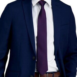 Calvin Klein Men's Silver Spun Solid Neck Tie Purple Business Formal Classic